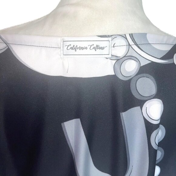 California Caftans Womens Tunic Black One Size Pure Silk Alexander McQueen USA - Picture 4 of 13